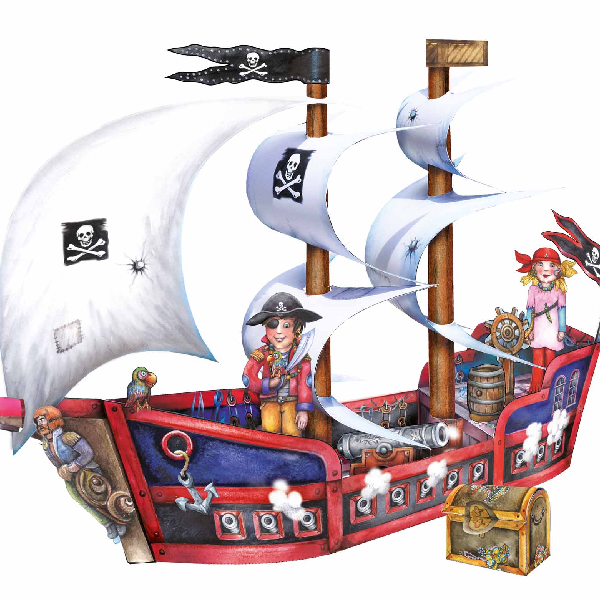Piratenschiff Bastellbogen aus Papier - Motiv: Piratenschiff