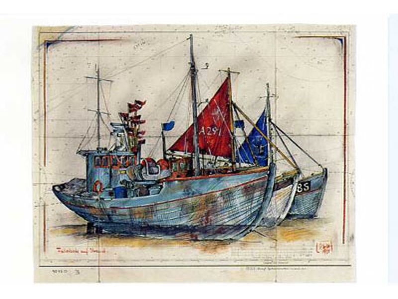 Postkarte: Fischerboote am Strand Postkarte: Fischerboote am Strand