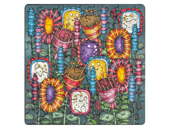 Q-Puzzle: Silber - Bunte Blumen Q Puzzle: Silber Bunte Blumen