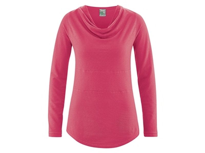 Langarmshirt mit Wasserfallkragen