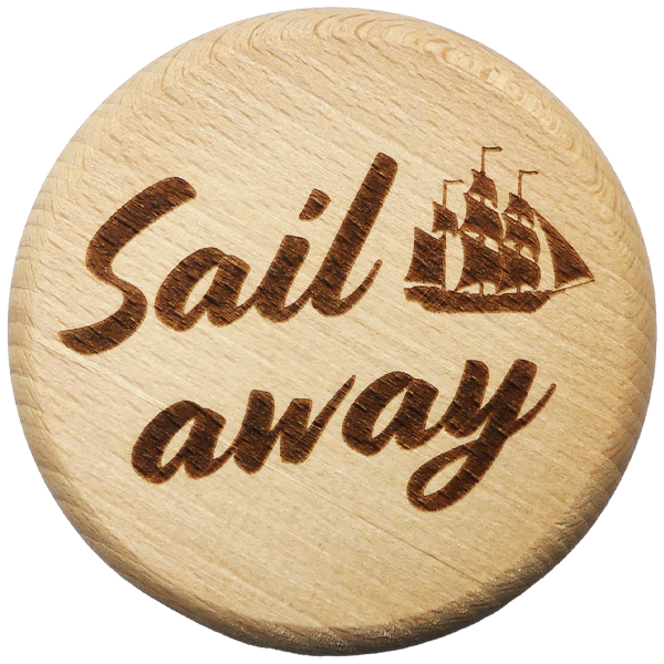 Sail away Glasdeckel aus Holz - Motiv: Sail away