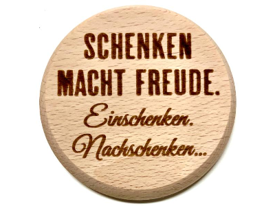 Deckel fürs Glas aus Holz - Motiv: Schenken