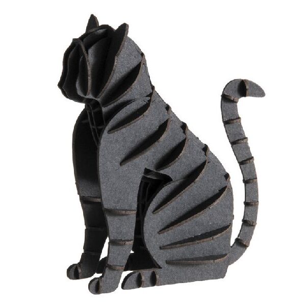 Schwarze Katze Fridolin - 3D Papiermodell . Motiv: Schwarze Katze