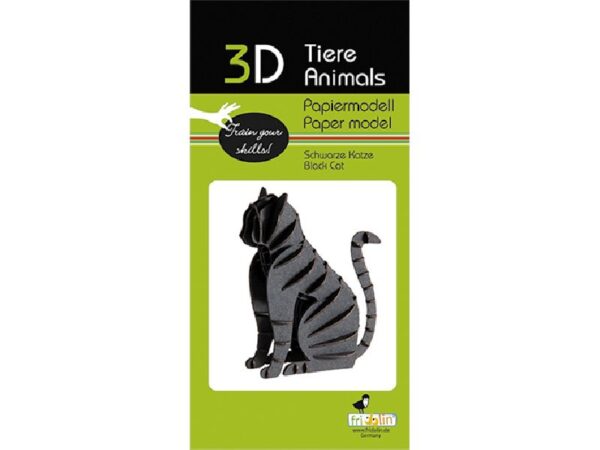 Schwarze Katze Fridolin - 3D Papiermodell - Motiv: Schwarze Katze