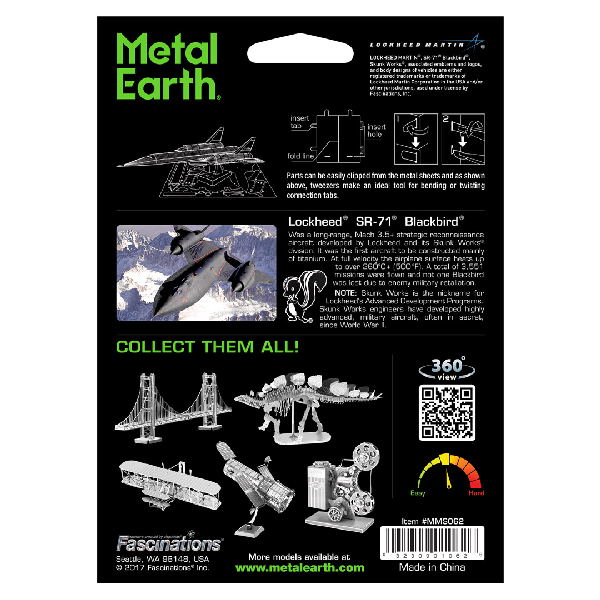 Metal Earth - Metallbausatz - Motiv: SR71 Blackbird