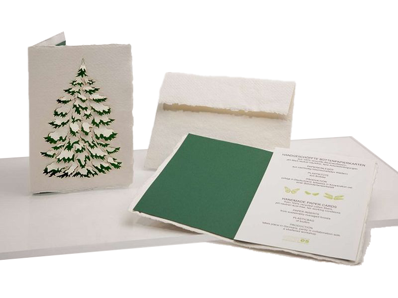 Handgeschöpfte Büttenkarte - Motiv: Tannenbaum