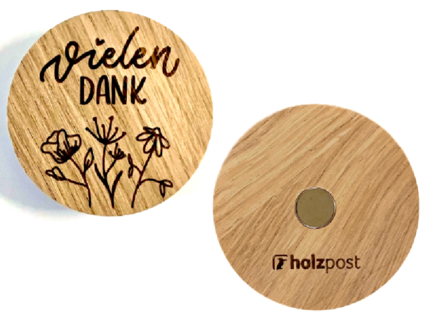 Vielen Dank Magnet aus Holz - Motiv: Vielen Dank