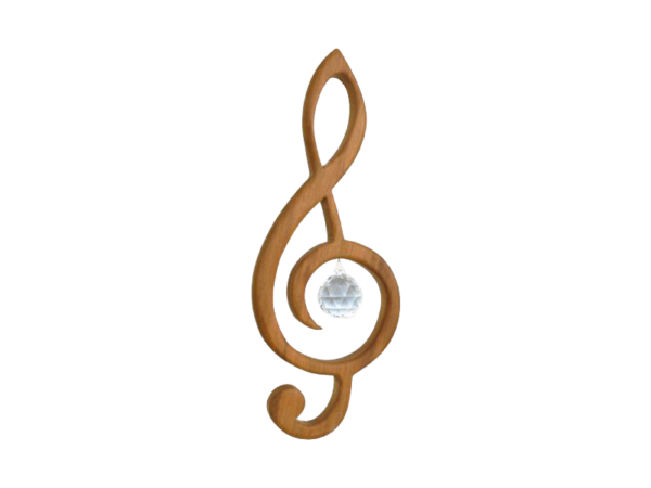 Violinenschlüssel Holz und Kristall - Motiv: Violinenschlüssel