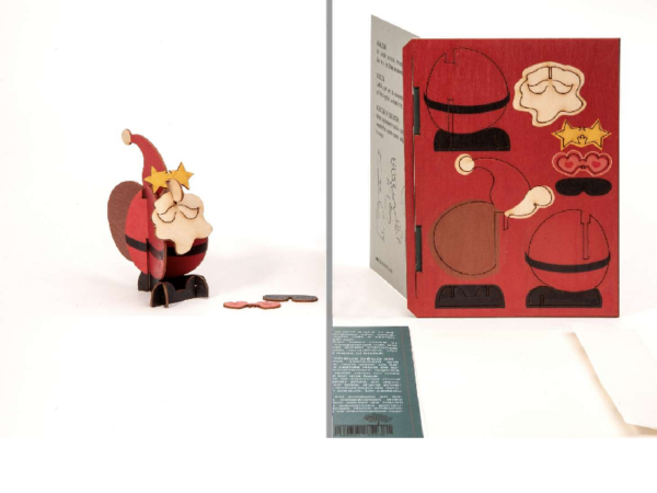 Weihnachtsmann Holzpost - Karte aus Holt mit Motiv zum Ausstanzen: Weihnachtsmann