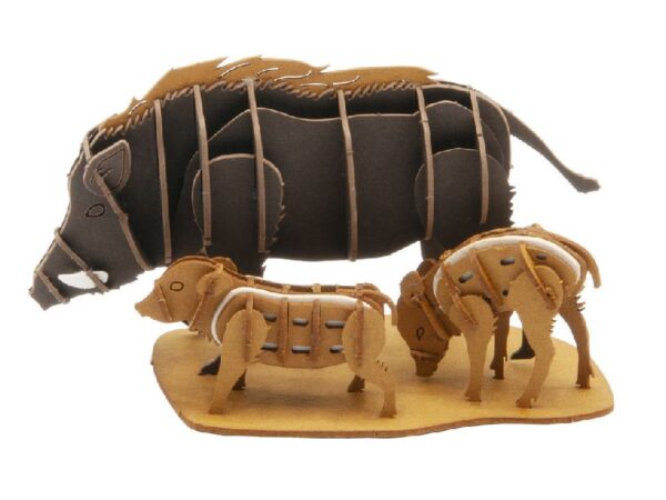Wildschweinfamilie Fridolin - 3D Papiermodell - Motiv: Wildschweinfamilie