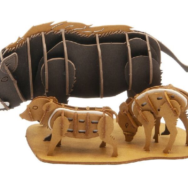 Wildschweinfamilie Fridolin - 3D Papiermodell - Motiv: Wildschweinfamilie