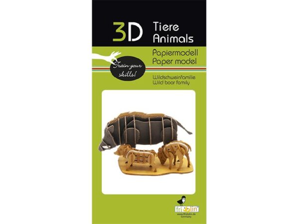 Wildschweinfamilie Fridolin - 3D Papiermodell . Motiv: Wildschweinfamilie