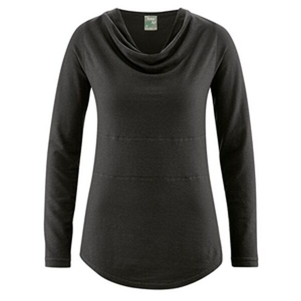 Langarmshirt mit Wasserfallkragen