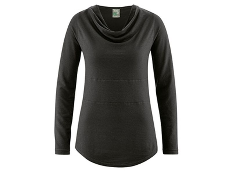 Langarmshirt mit Wasserfallkragen