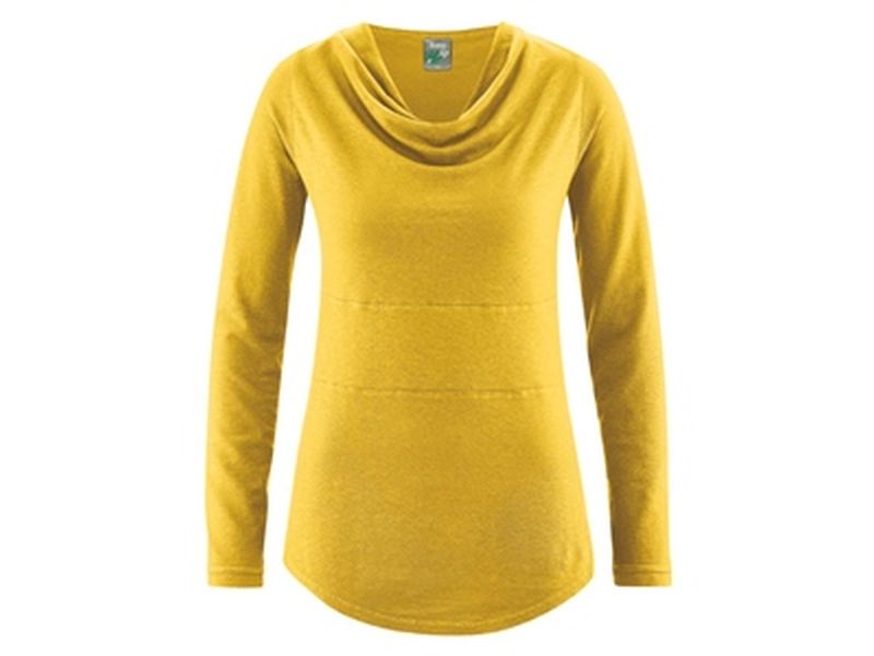 Langarmshirt mit Wasserfallkragen