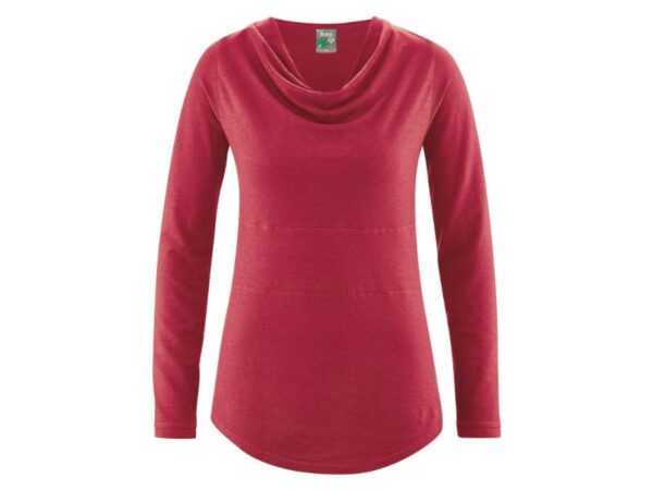 Langarmshirt mit Wasserfallkragen