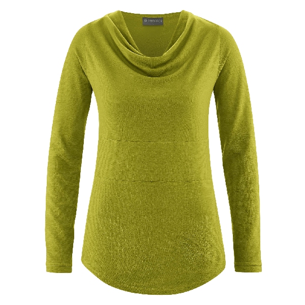 Langarmshirt mit Wasserfallkragen