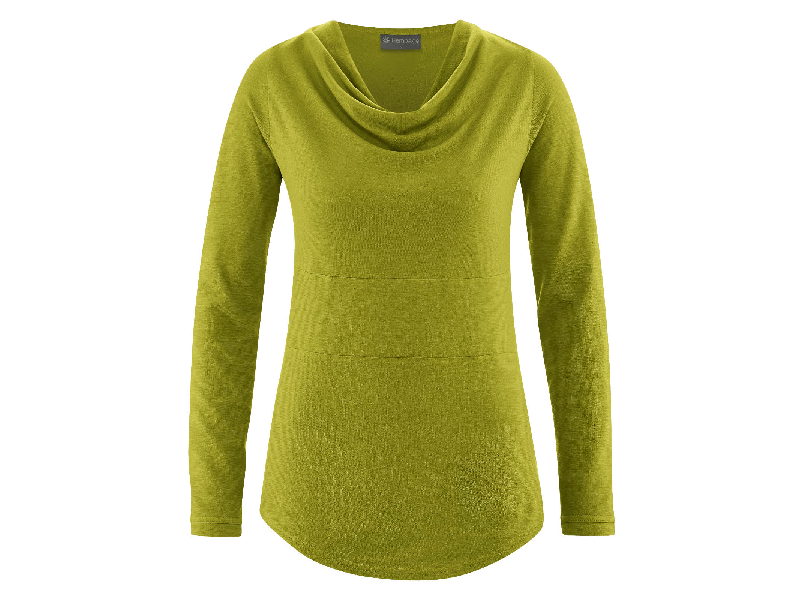 Langarmshirt mit Wasserfallkragen