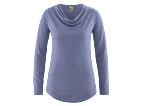 Langarmshirt mit Wasserfallkragen