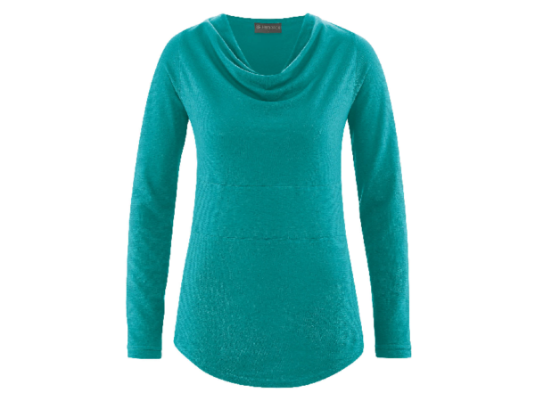 Langarmshirt mit Wasserfallkragen