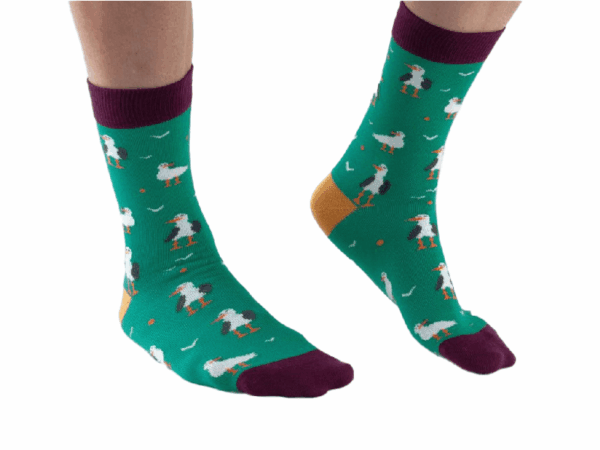 Bambus Socken: Möwen grün grün lila, 41 45