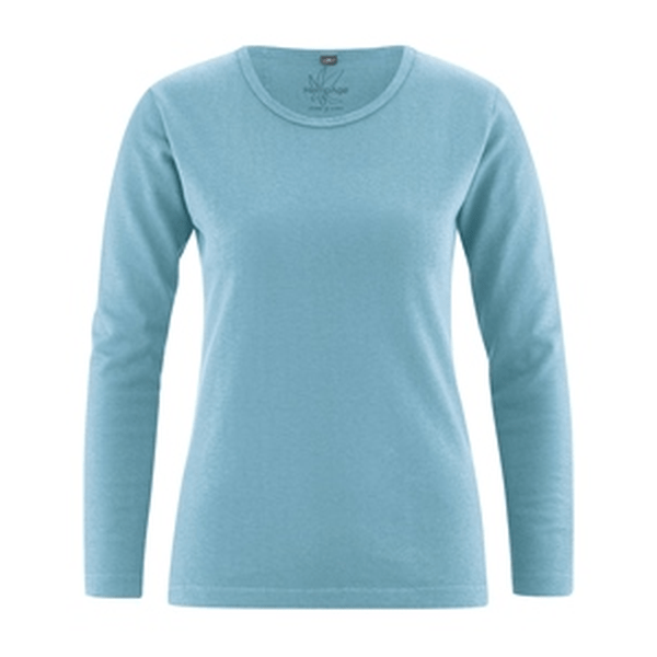HempAge - Basic Langarmshirt wave blau, L