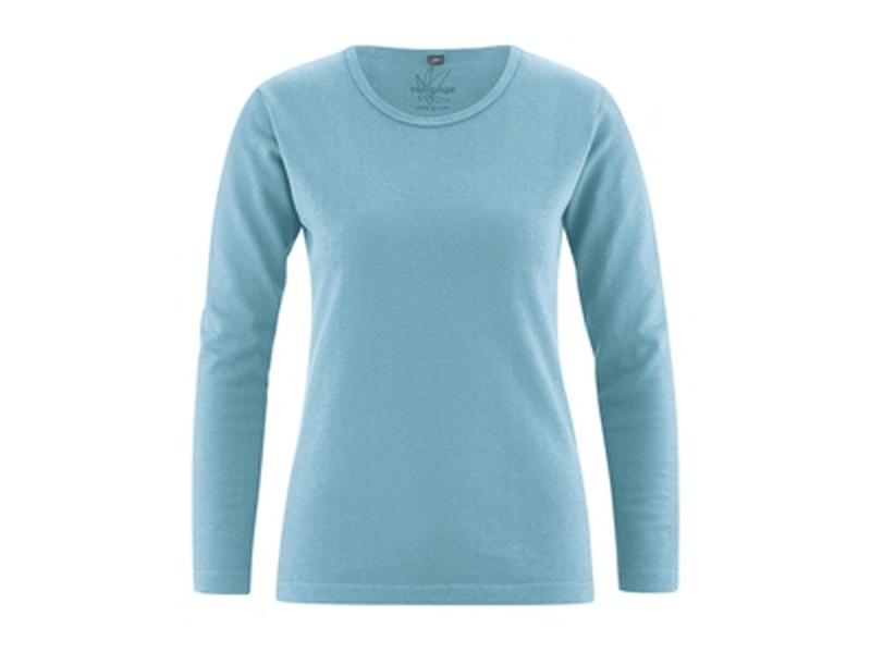 HempAge - Basic Langarmshirt wave blau, L