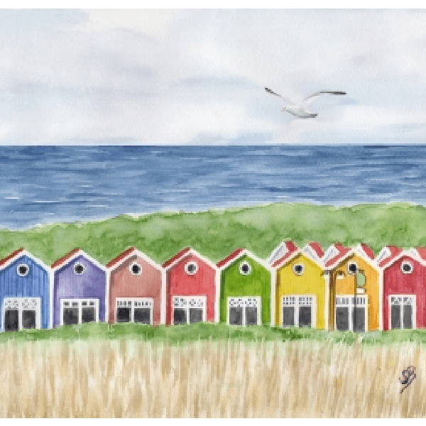 Postkarte: Bunte Buden