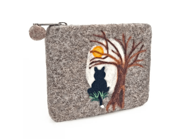 Filzbeutel: Katze im Mondschein