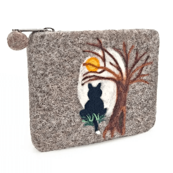 Filzbeutel: Katze im Mondschein