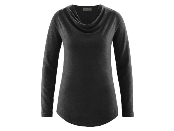 Langarmshirt mit Wasserfallkragen (Lyocell)