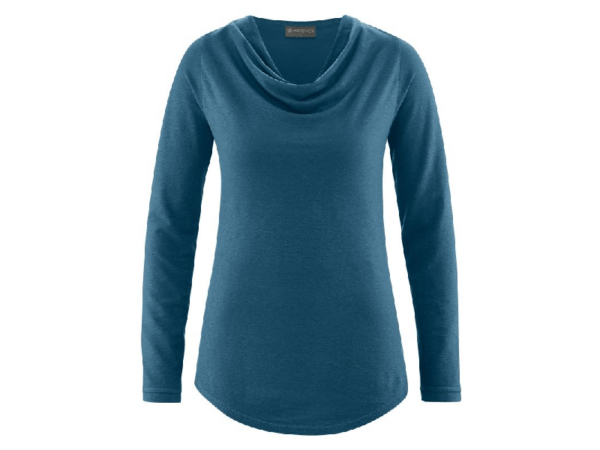 Langarmshirt mit Wasserfallkragen (Lyocell)