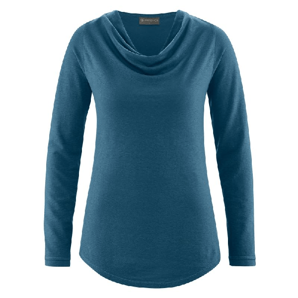 Langarmshirt mit Wasserfallkragen (Lyocell)