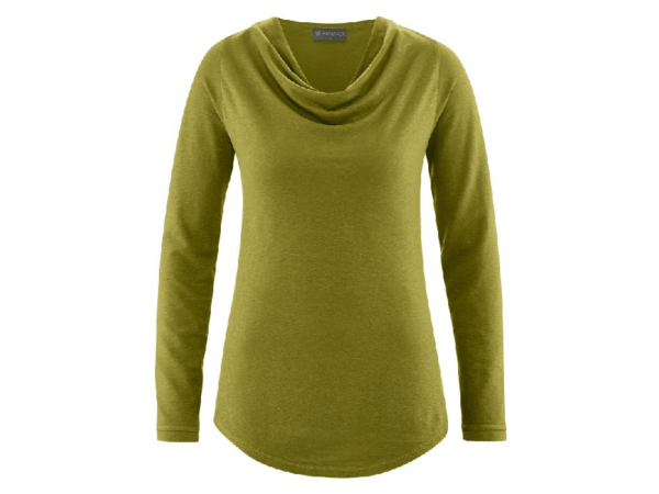 Langarmshirt mit Wasserfallkragen (Lyocell)