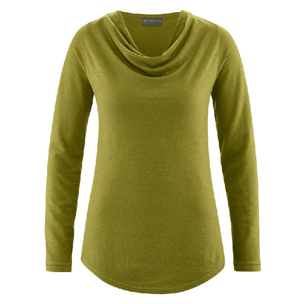 Langarmshirt mit Wasserfallkragen (Lyocell)