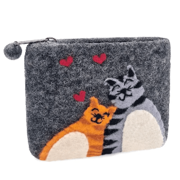 Filzbeutel: 2 Katzen Filzbeutel: 2 Katzen
