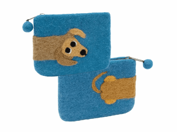 Filzbeutel: Dackel - blau Filzbeutel: Dackel blau