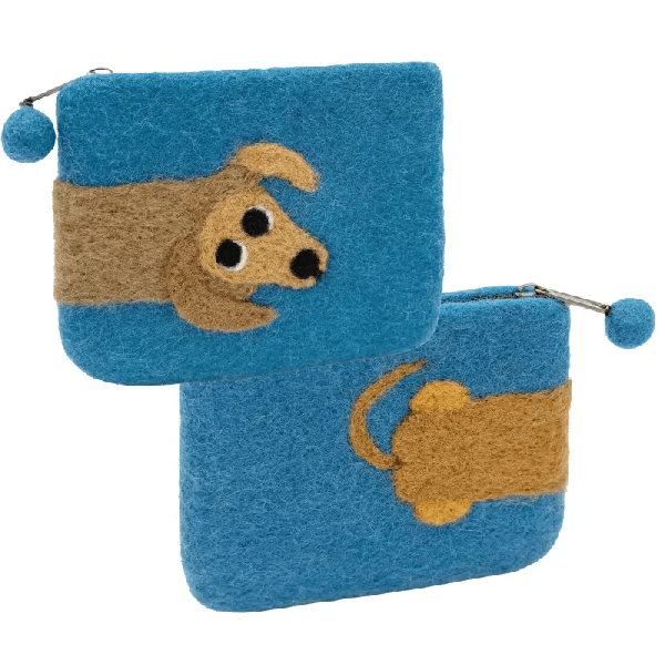 Filzbeutel: Dackel - blau Filzbeutel: Dackel blau