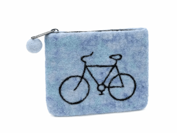 Filzbeutel: Fahrrad - blau Filzbeutel: Fahrrad blau