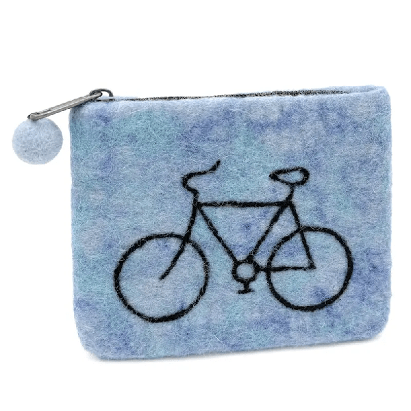 Filzbeutel: Fahrrad - blau Filzbeutel: Fahrrad blau