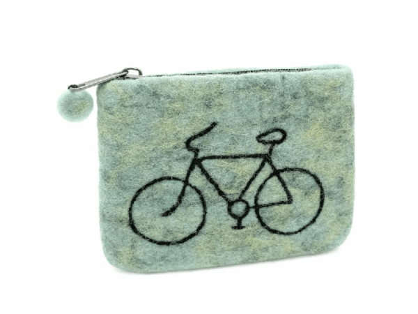 Filzbeutel: Fahrrad - grün Filzbeutel: Fahrrad grün