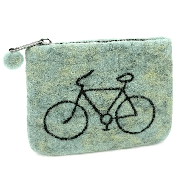 Filzbeutel: Fahrrad - grün Filzbeutel: Fahrrad grün