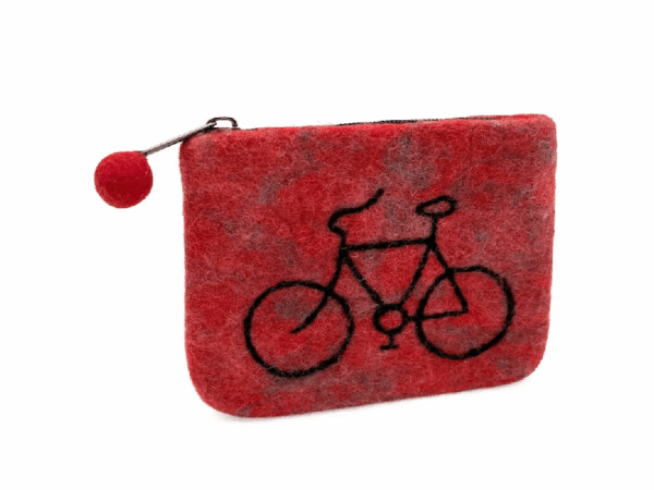 Filzbeutel: Fahrrad - rot Filzbeutel: Fahrrad rot