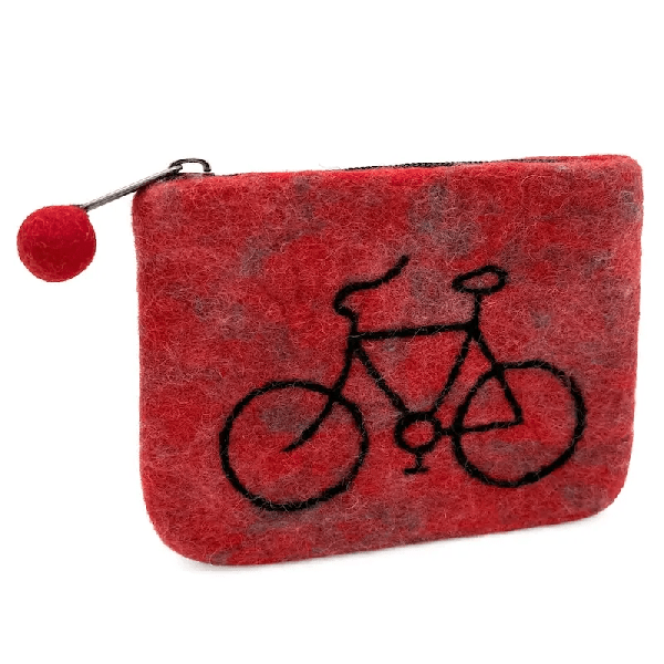 Filzbeutel: Fahrrad - rot Filzbeutel: Fahrrad rot