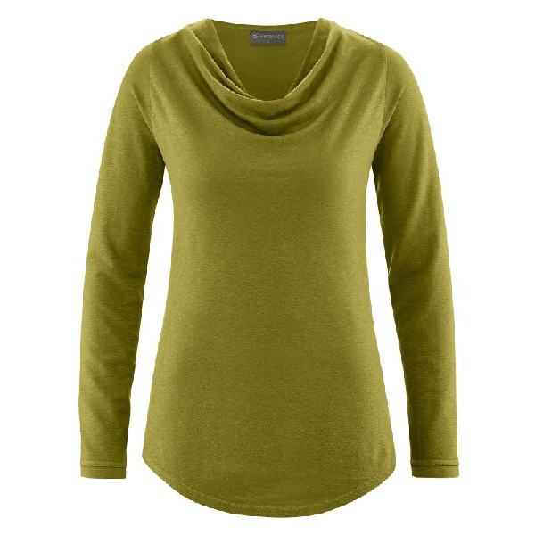 HempAge - Langarmshirt mit Wasserfallkragen (Lyocell) pasture, S