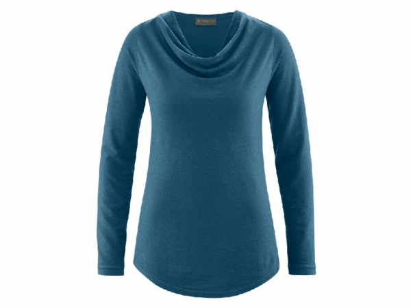 Langarmshirt mit Wasserfallkragen (Lyocell) - reef, S HempAge - Langarmshirt mit Wasserfallkragen (Lyocell) reef, S