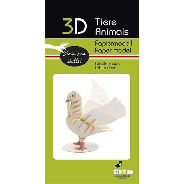 Weiße Taube Fridolin - 3D-Papiermodell: Weiße Taube
