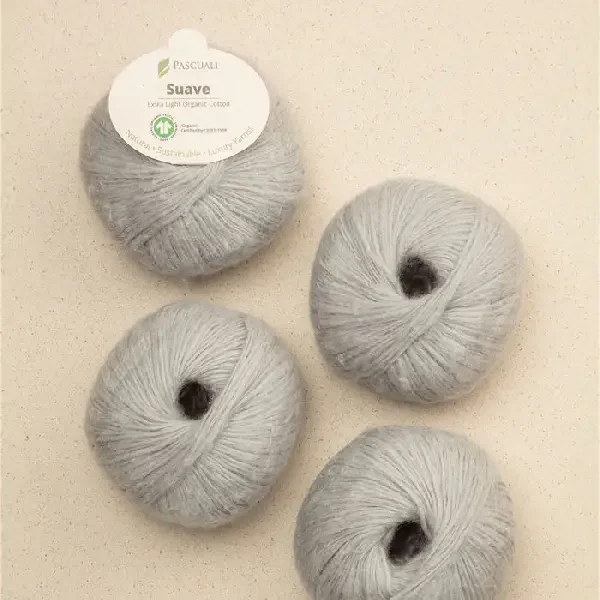 Wolle - Selected Yarns: Suave 100% Bio Baumwolle mit Kashmir Feeling Silber
